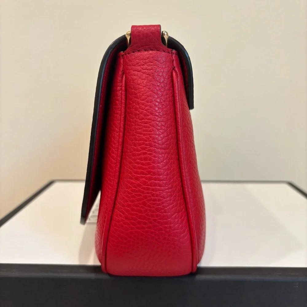GUCCI SOHO DISCO GG Tassel Chain Crossbody Flap Red Calfskin Leather Bag